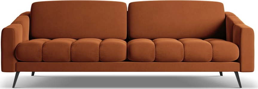 Oranžová sametová pohovka 238 cm Nalu – Makamii Makamii