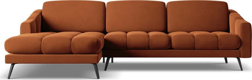 Oranžová sametová rohová pohovka (levý roh) Nalu – Makamii Makamii