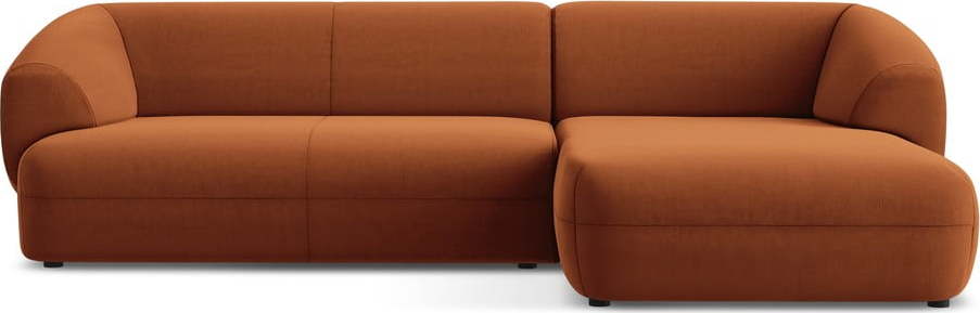 Oranžová sametová rohová pohovka (pravý roh) Moana – Makamii Makamii