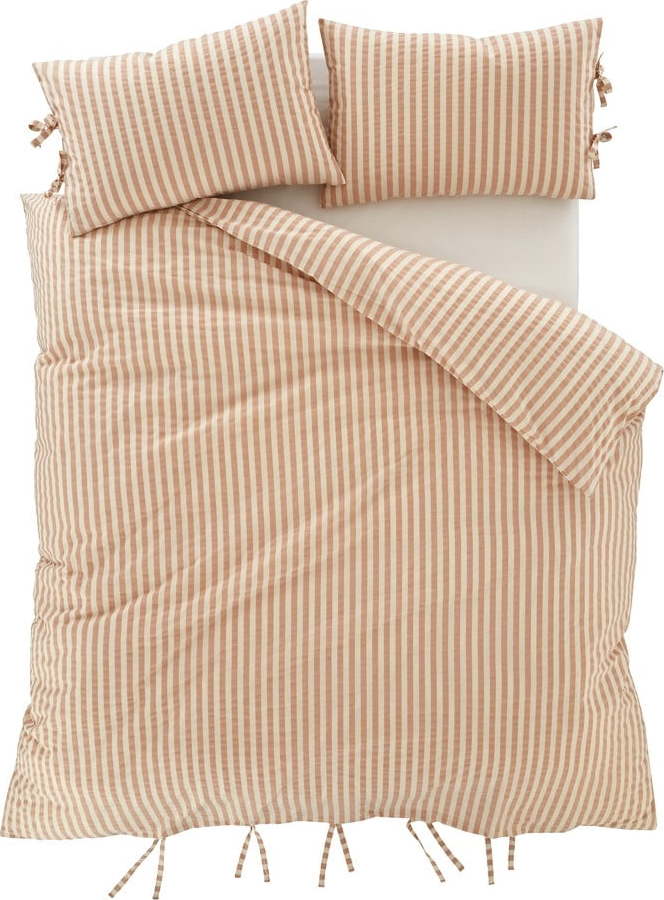 Povlečení v terakotové barvě na dvoulůžko 200x200 cm Zanzibar Stripe – Pineapple Elephant Pineapple Elephant