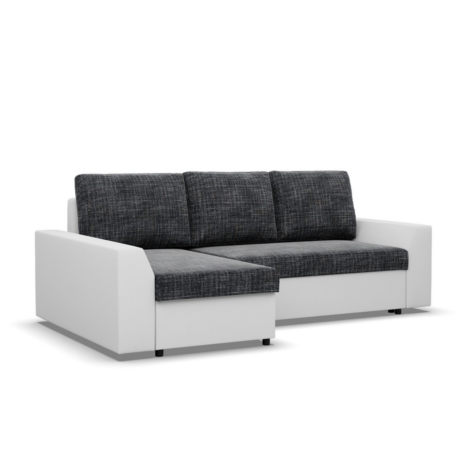 Rohová rozkládací sedací souprava PAUL látka v kombinaci s eko-kůží Levá Šedá/bílá I Signal-nabytek