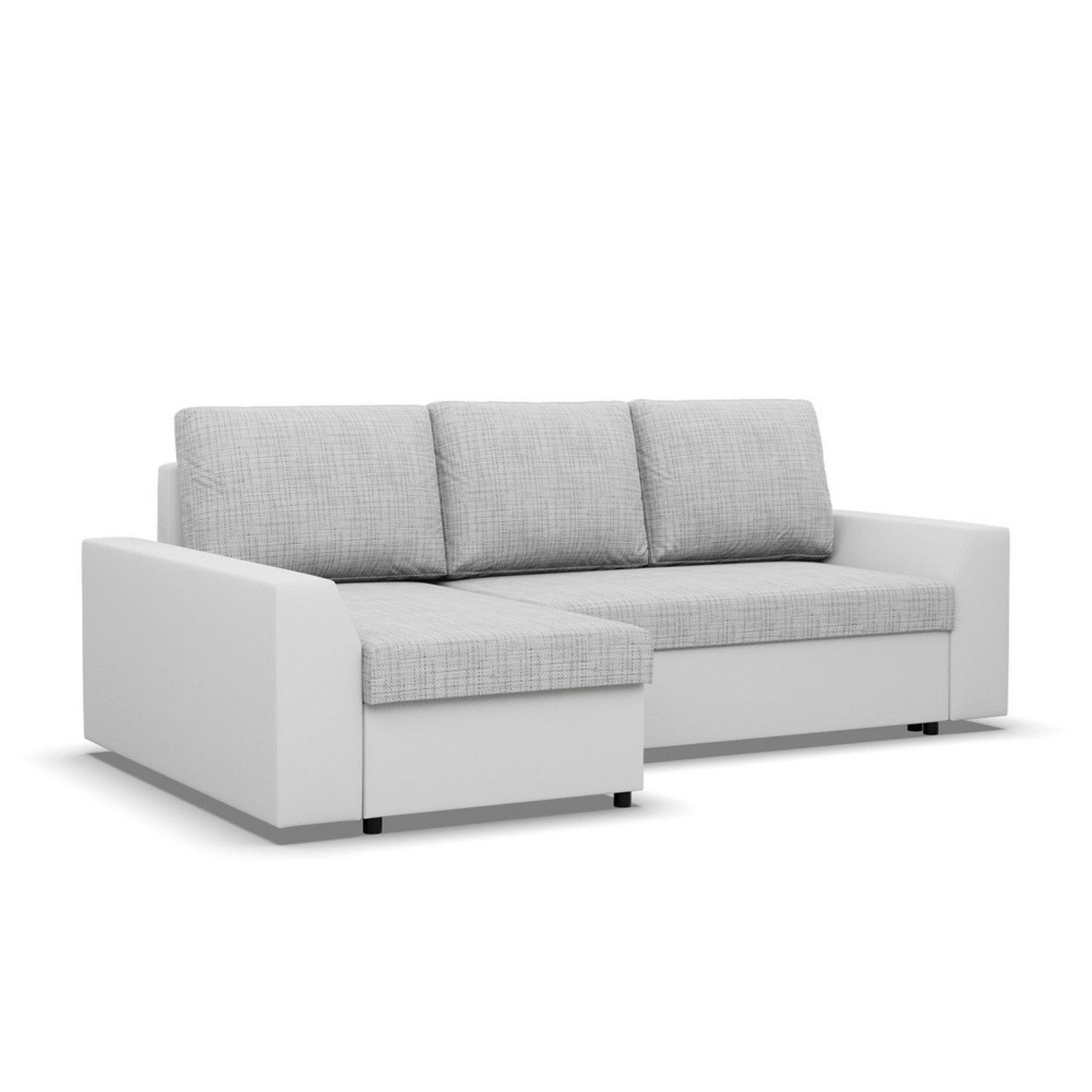 Rohová rozkládací sedací souprava PAUL látka v kombinaci s eko-kůží Levá Šedá/bílá Signal-nabytek