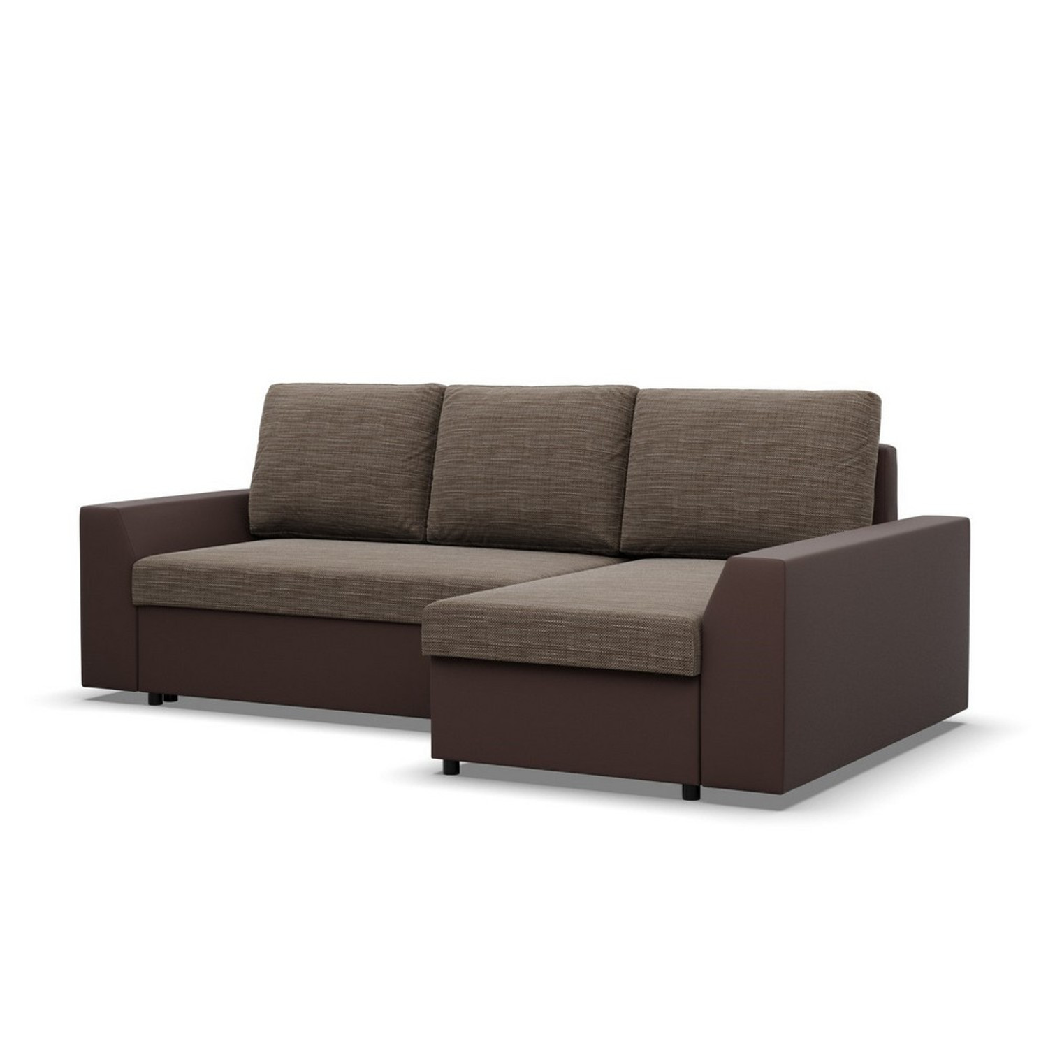 Rohová rozkládací sedací souprava PAUL látka v kombinaci s eko-kůží Pravá Hnědá Signal-nabytek