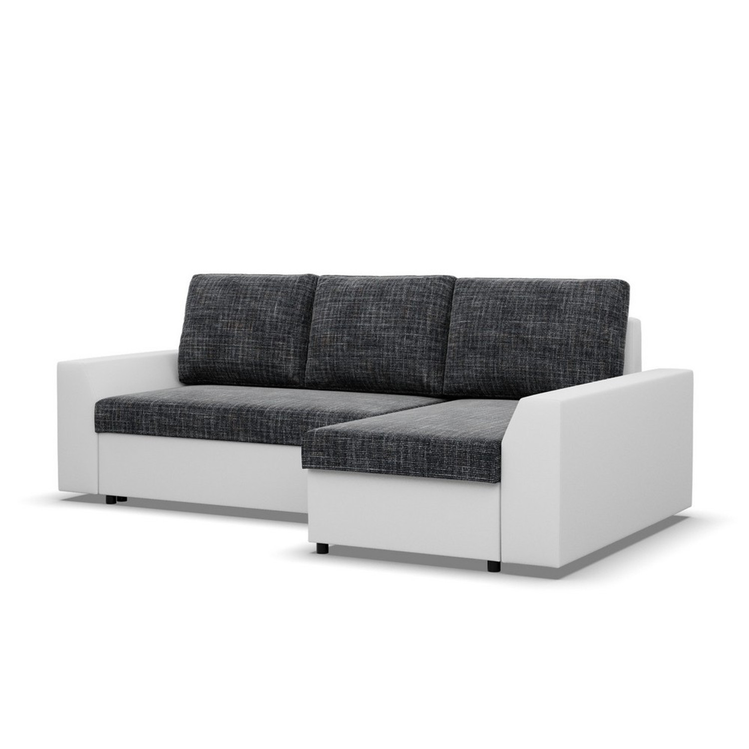 Rohová rozkládací sedací souprava PAUL látka v kombinaci s eko-kůží Pravá Šedá/bílá I Signal-nabytek