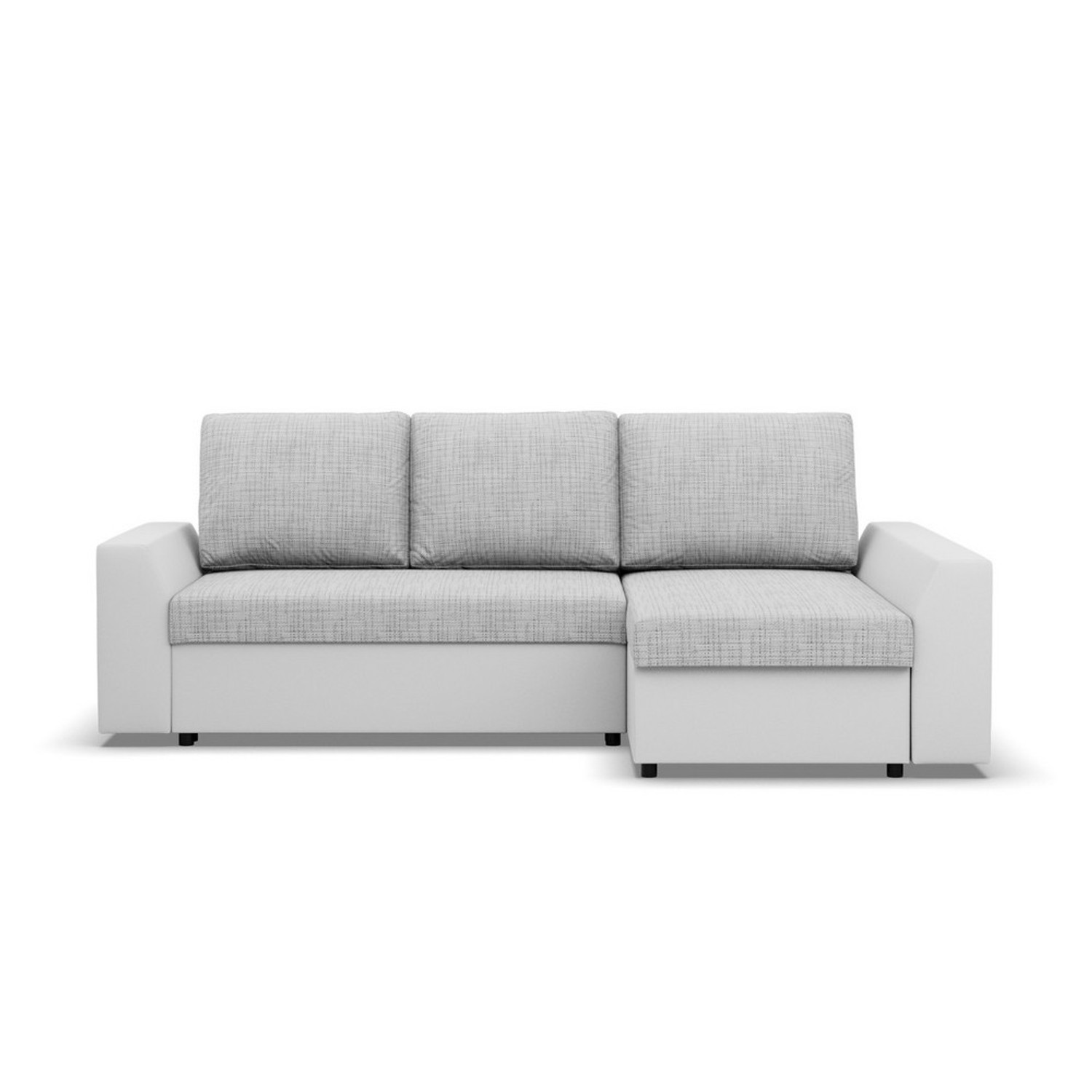 Rohová rozkládací sedací souprava PAUL látka v kombinaci s eko-kůží Pravá Šedá/bílá Signal-nabytek