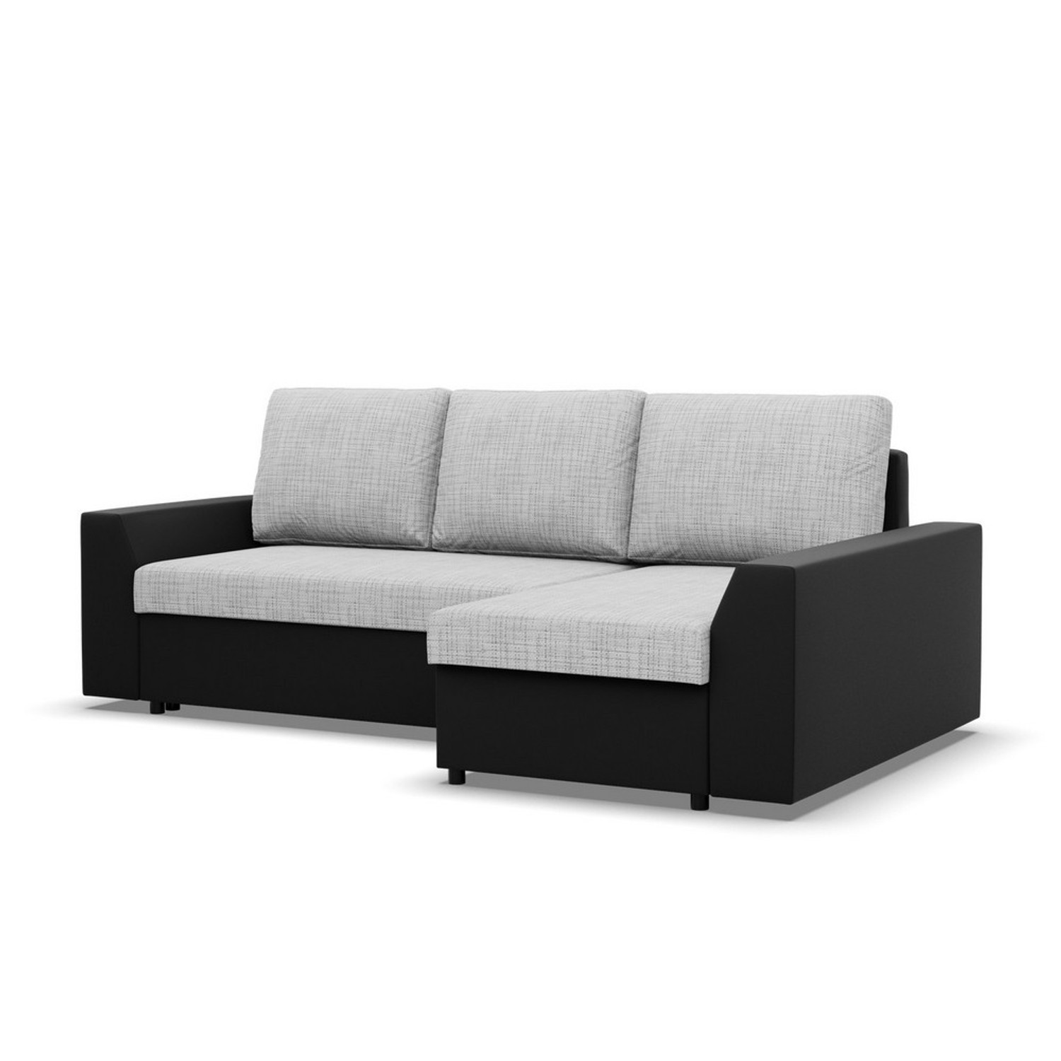 Rohová rozkládací sedací souprava PAUL látka v kombinaci s eko-kůží Pravá Šedá/černá Signal-nabytek