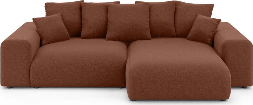 Rozkládací rohová pohovka s úložným prostorem v cihlové barvě (variabilní roh) Luma – Ropez Ropez