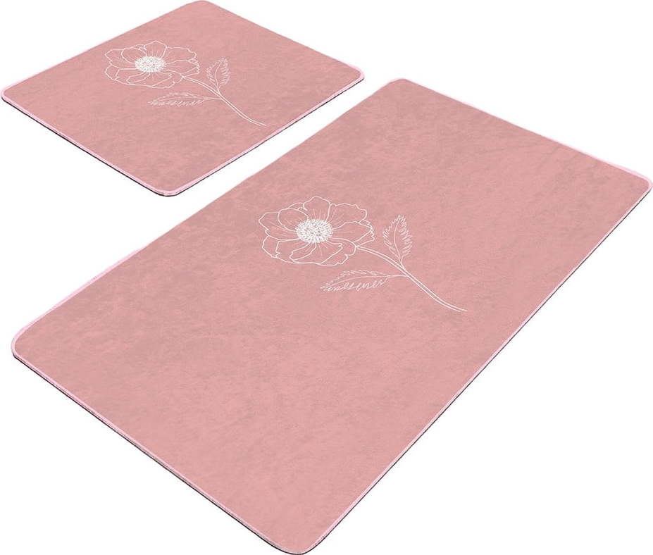 Růžové sametové koupelnové předložky v sadě 2 ks 60x100 cm – Mila Home Mila Home