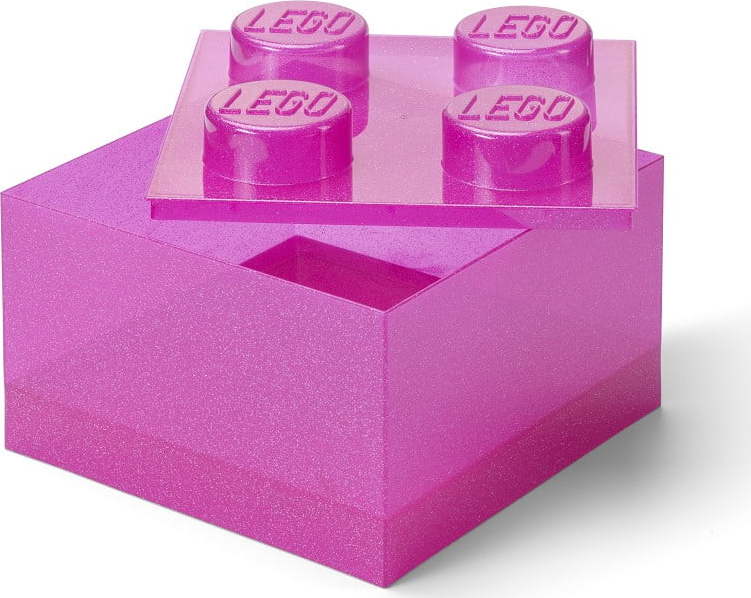 Růžový plastový dětský úložný box 25x25x18 cm – LEGO® LEGO