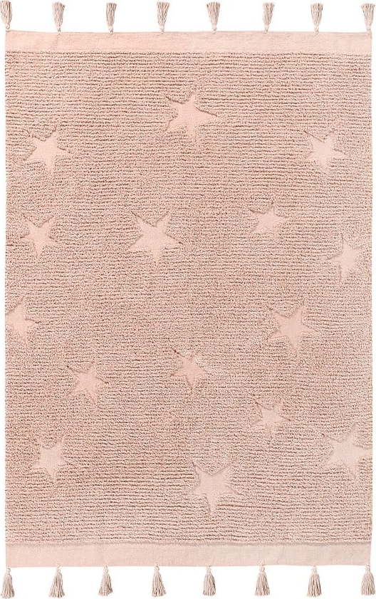 Růžový pratelný ručně tkaný bavlněný dětský koberec 120x175 cm Hippy Stars Vinatge Nude – Lorena Canals Lorena Canals