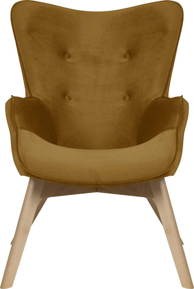 Sametové křeslo v hořčicové barvě Niko – Ropez Ropez