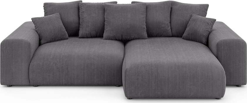 Šedá manšestrová rozkládací rohová pohovka s úložným prostorem (variabilní roh) Luma – Ropez Ropez