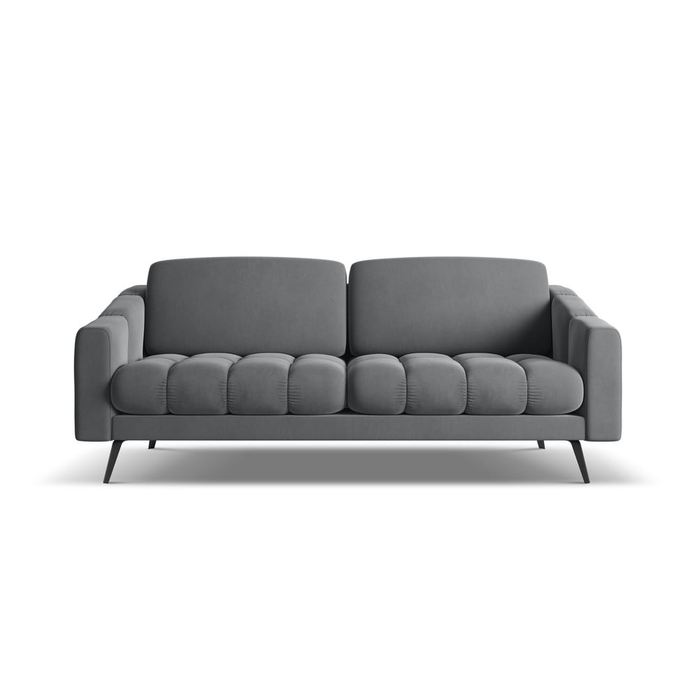 Šedá sametová pohovka 202 cm Nalu – Makamii Makamii