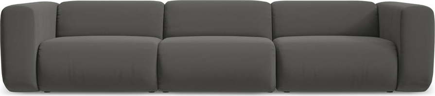 Šedá sametová pohovka 319 cm Ekahi – Makamii Makamii