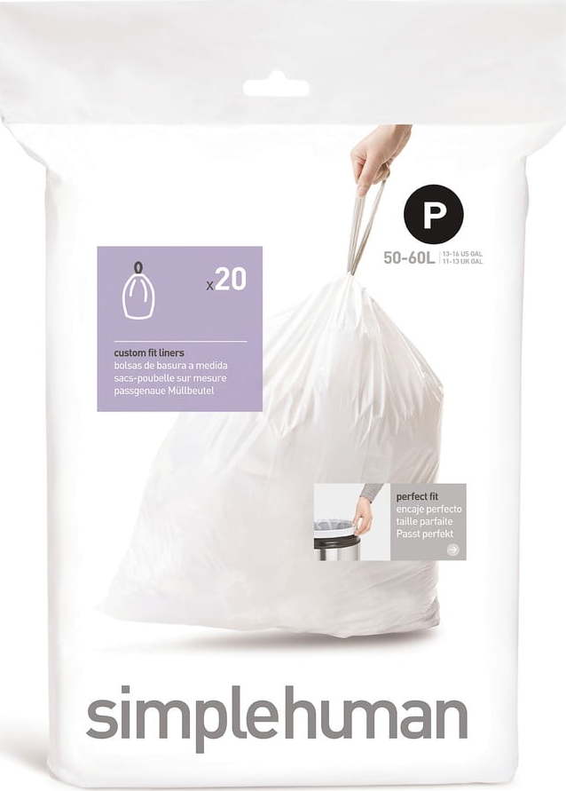 Stahovací pytle na odpadky v sadě 20 ks 60 l P – simplehuman Simplehuman