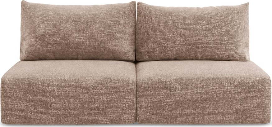 Světle hnědá rozkládací/s úložným prostorem pohovka 216 cm Kalena – Makamii Makamii