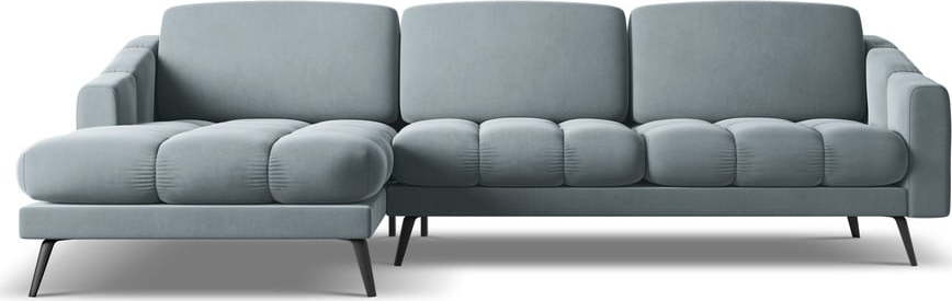 Světle modrá sametová rohová pohovka (levý roh) Nalu – Makamii Makamii