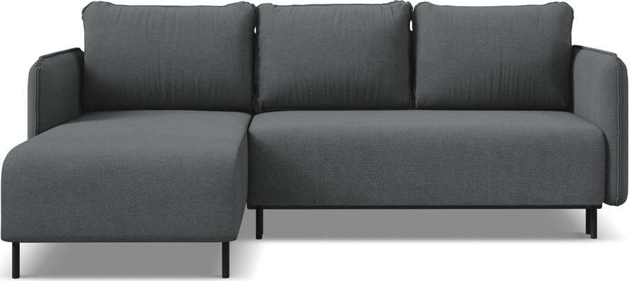 Tmavě šedá rozkládací/s úložným prostorem rohová pohovka (levý roh) Luana – Makamii Makamii