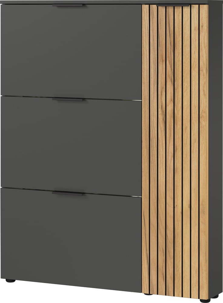 Výklopný botník v dekoru dubu v antracitovo-přírodní barvě 101x129x19 cm Gibisa – Germania Germania