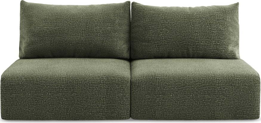 Zelená rozkládací/s úložným prostorem pohovka 216 cm Kalena – Makamii Makamii