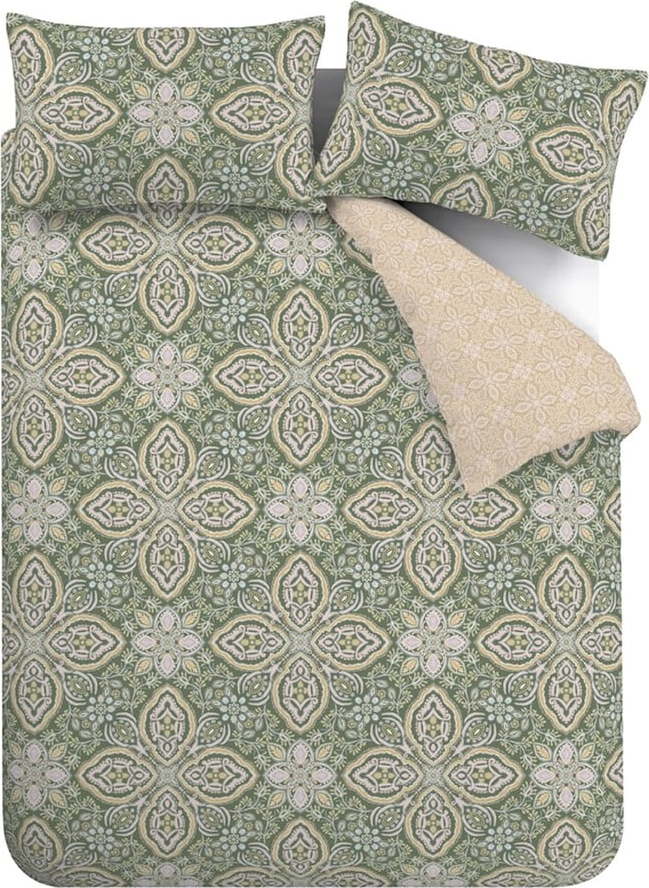 Zeleno-béžové povlečení na dvoulůžko 200x200 cm Alba Geo – Pineapple Elephant Pineapple Elephant