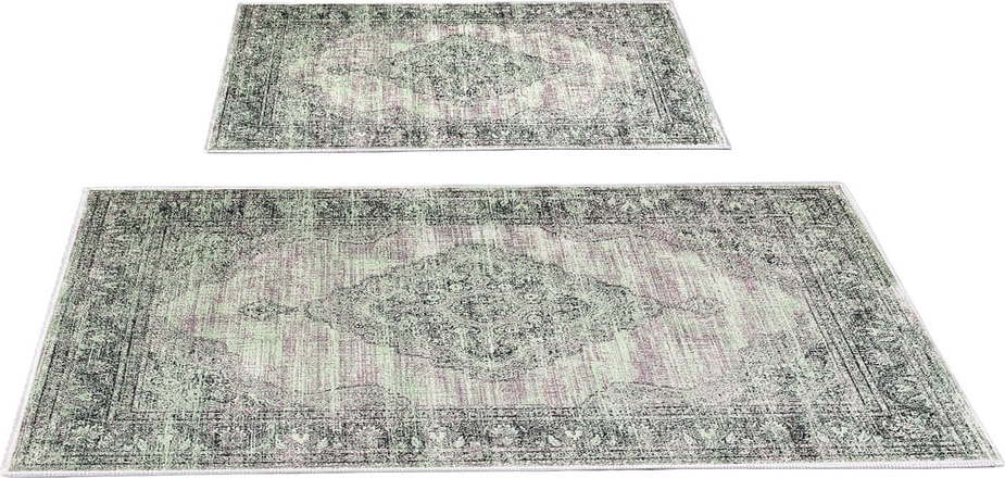 Zeleno-šedé koupelnové předložky v sadě 2 ks 60x100 cm – Foutastic Foutastic