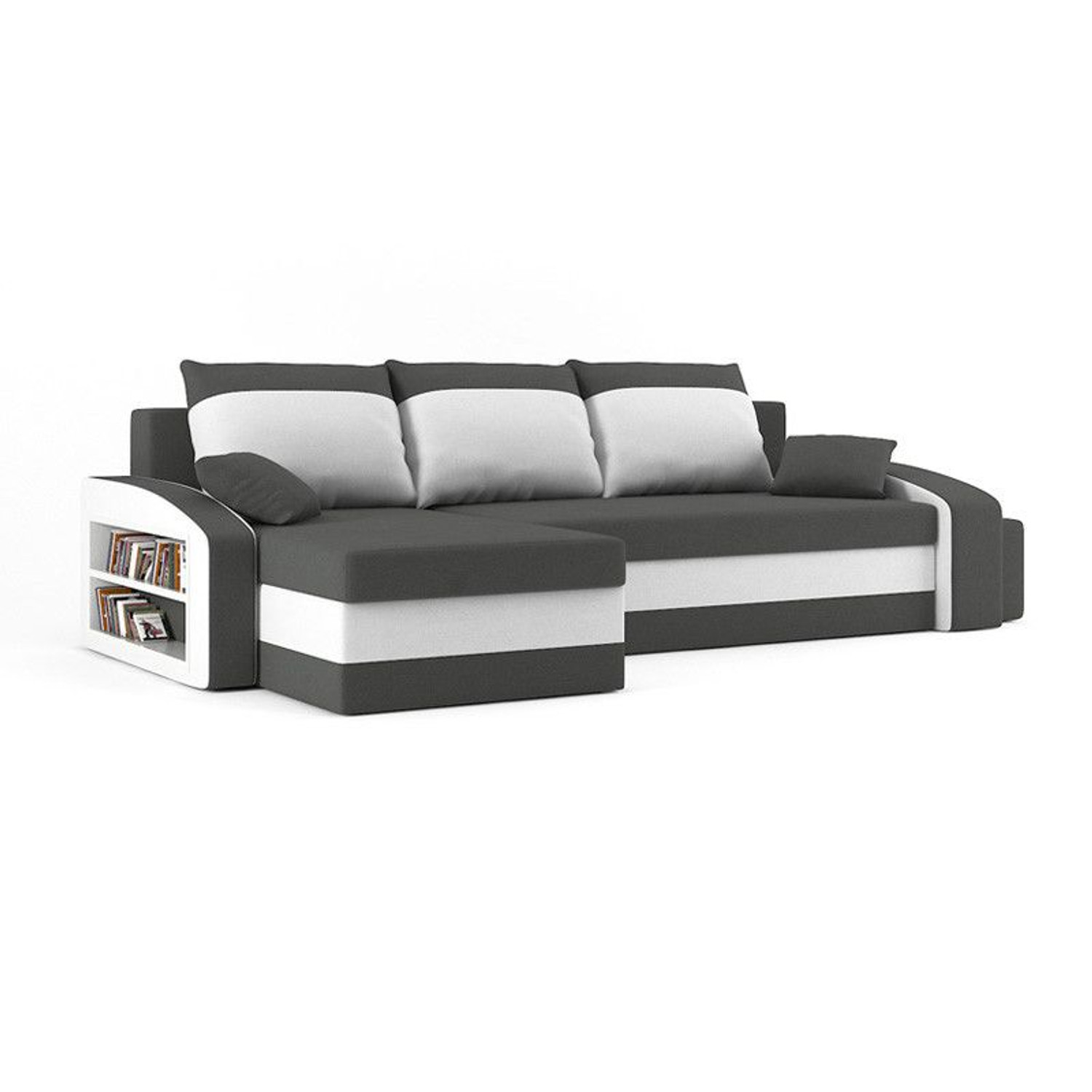 Rozkládací rohová sedací souprava HEWLET s taburety a poličkou model 3 Hnědá/cappucino Pravá SG-nábytek