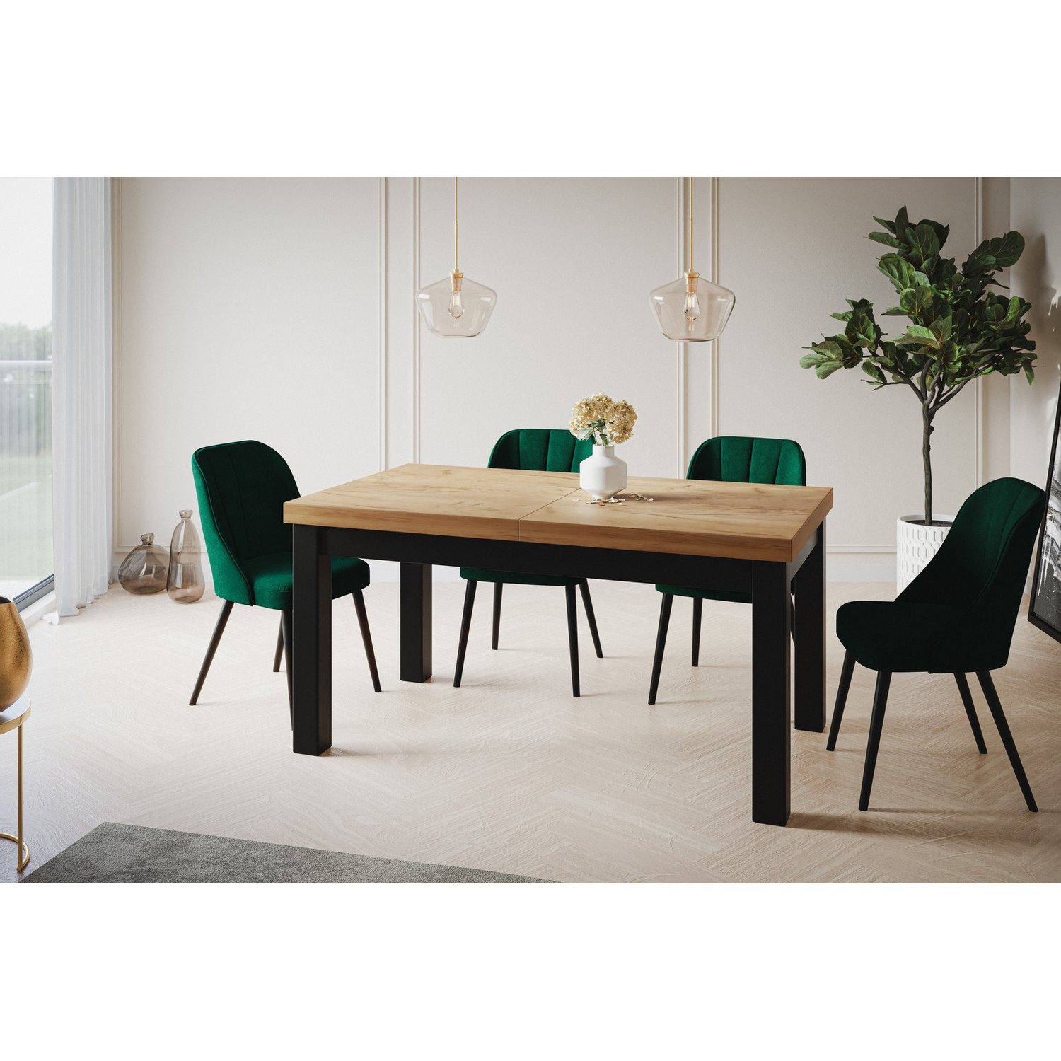 Jídelní rozkládací stůl Classic 160x90 cm Dub craft Černá Alpimeble