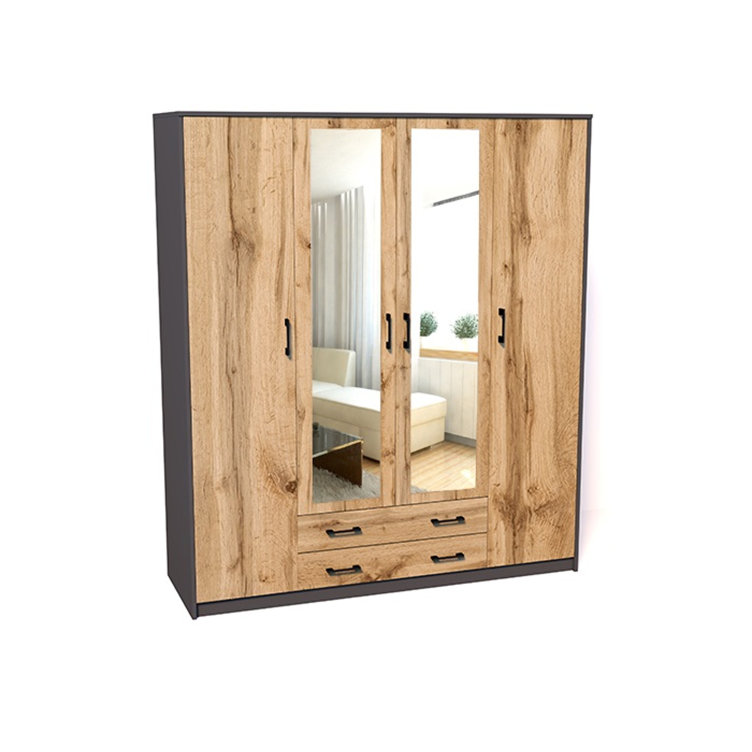 Skříň WIKTORIA 4D Grafit/dub wotan BESTSELLER