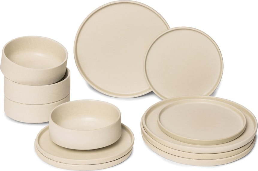 12dílná sada krémového kameninového nádobí Bonami Selection Malia Bonami Selection