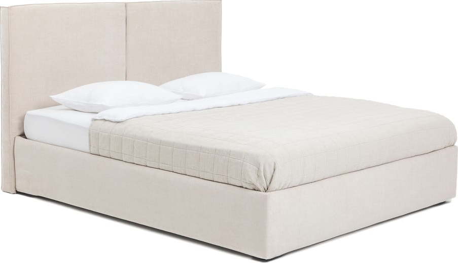 Béžová čalouněná dvoulůžková postel s úložným prostorem s roštem 160x200 cm Thessa Bold – Bonami Selection Bonami Selection