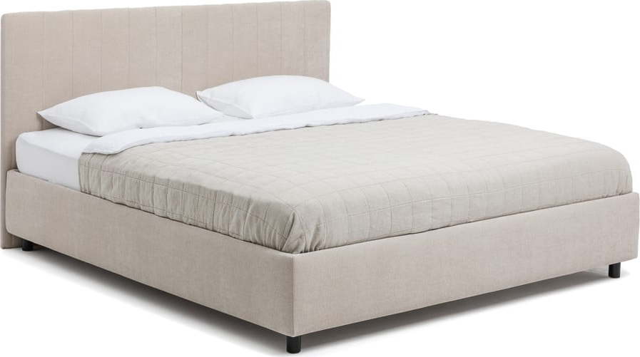 Béžová čalouněná dvoulůžková postel s úložným prostorem s roštem 180x200 cm Myra Slim Line – Bonami Selection Bonami Selection