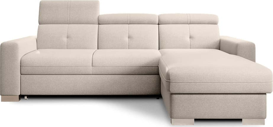 Béžová rozkládací/s úložným prostorem rohová pohovka (pravý roh/s lenoškou) Fresia – ELTAP ELTAP