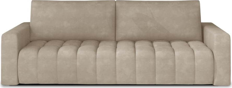 Béžová sametová rozkládací/s úložným prostorem pohovka 247 cm Lazaro – ELTAP ELTAP