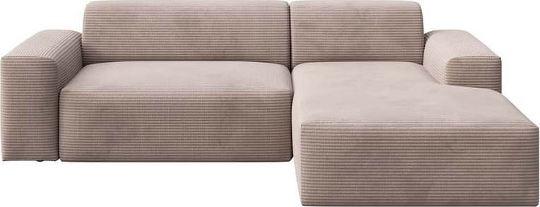 Béžová/světle hnědá manšestrová rohová pohovka (pravý roh/s lenoškou) Fluvio - II. jakost – MESONICA MESONICA