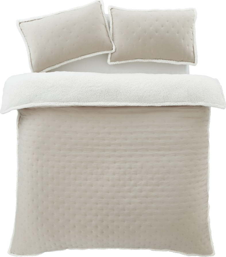 Béžové povlečení na dvoulůžko/prodloužené s beránkem 230x220 cm Cosy Nori – Catherine Lansfield Catherine Lansfield