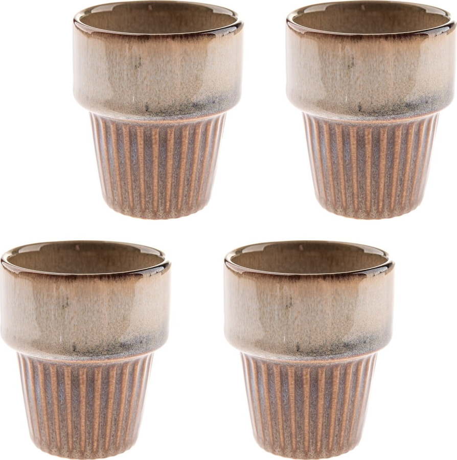 Béžové šálky v sadě 4 ks na espresso z kameniny 100 ml Tone – Dakls Dakls