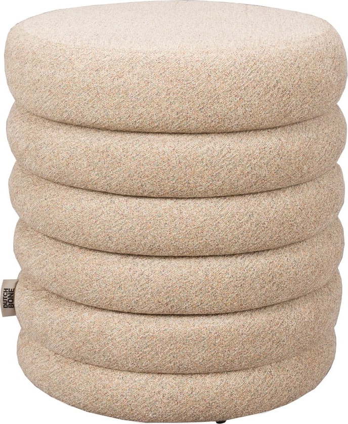 Béžový taburet z textilie bouclé Fern – Dutchbone Dutchbone