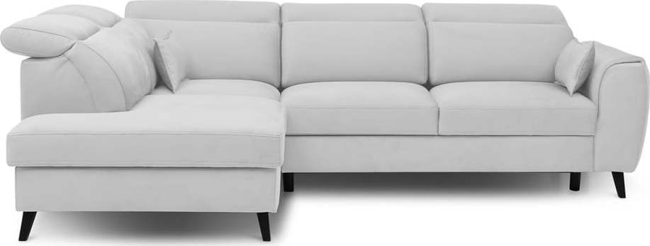 Bílá sametová rozkládací/s úložným prostorem rohová pohovka (levý roh/do L) Noble – ELTAP ELTAP