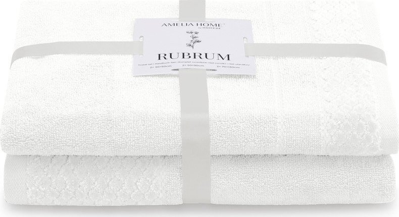 Bílé froté bavlněné ručníky a osušky v sadě 2 ks Rubrum – Restilo Restilo