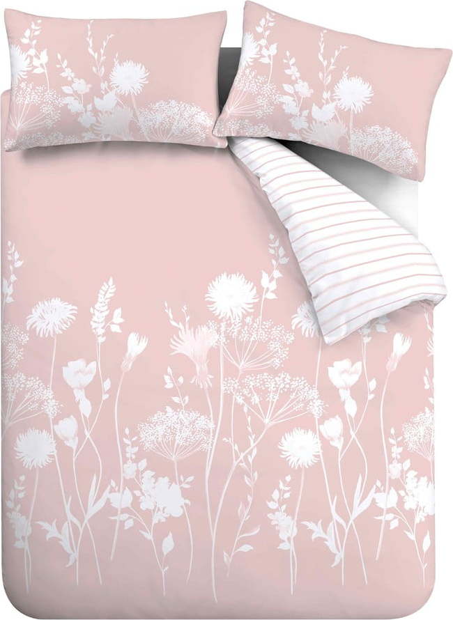 Bílé/růžové povlečení na dvoulůžko/prodloužené 230x220 cm Meadowsweet Floral – Catherine Lansfield Catherine Lansfield