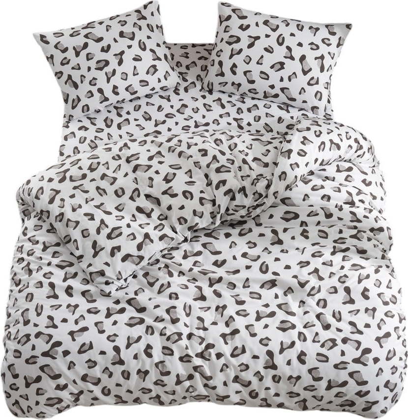 Bílo-šedé povlečení na dvoulůžko/prodloužené s prostěradlem/4dílné 200x220 cm Modern – Mila Home Mila Home