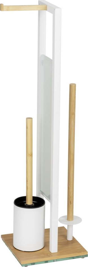 Bílý/v přírodní barvě ocelový stojan na toaletní papír se štětkou Rivalta – Wenko WENKO