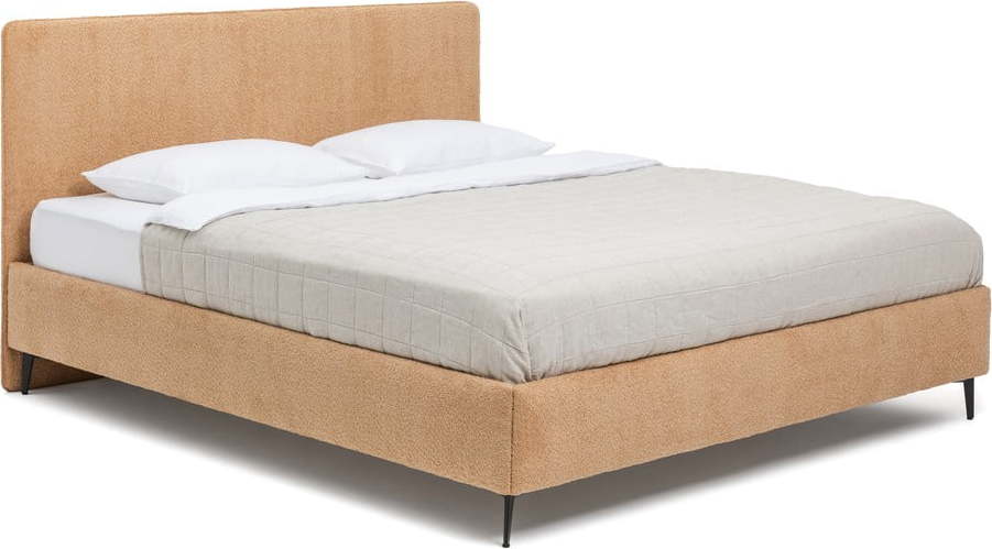 Čalouněná dvoulůžková postel s roštem 160x200 cm v hořčicové barvě Noira Slim – Bonami Selection Bonami Selection