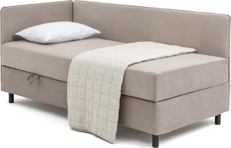 Čalouněná jednolůžková postel taupe s úložným prostorem s matrací 90x200 cm Avela – Bonami Selection Bonami Selection
