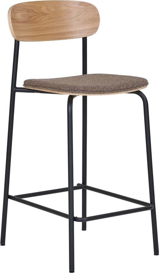 Černá/hnědá stohovatelná barová židle v dekoru jasanu (výška sedáku 66 cm) Estepona – House Nordic House Nordic
