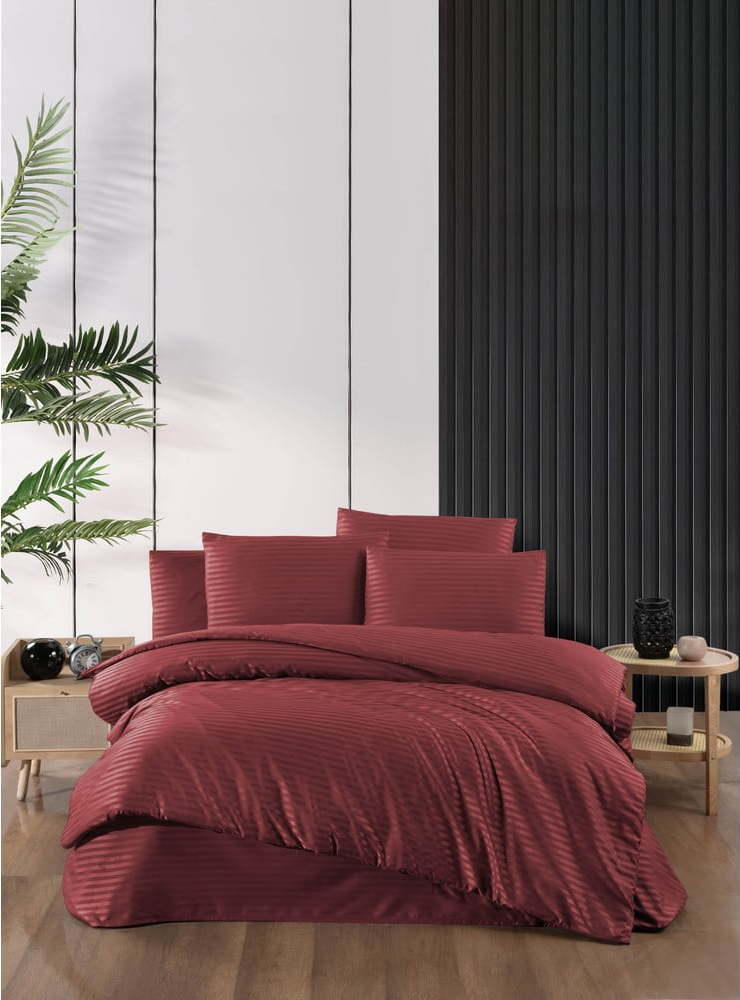 Červené damaškové povlečení na dvoulůžko/prodloužené s prostěradlem/4dílné 200x220 cm – Mila Home Mila Home