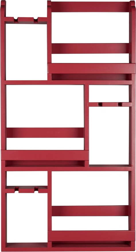 Červený nástěnný regál na víno z kaučukového dřeva počet lahví 12 80x120x10 cm Myron – Dutchbone Dutchbone