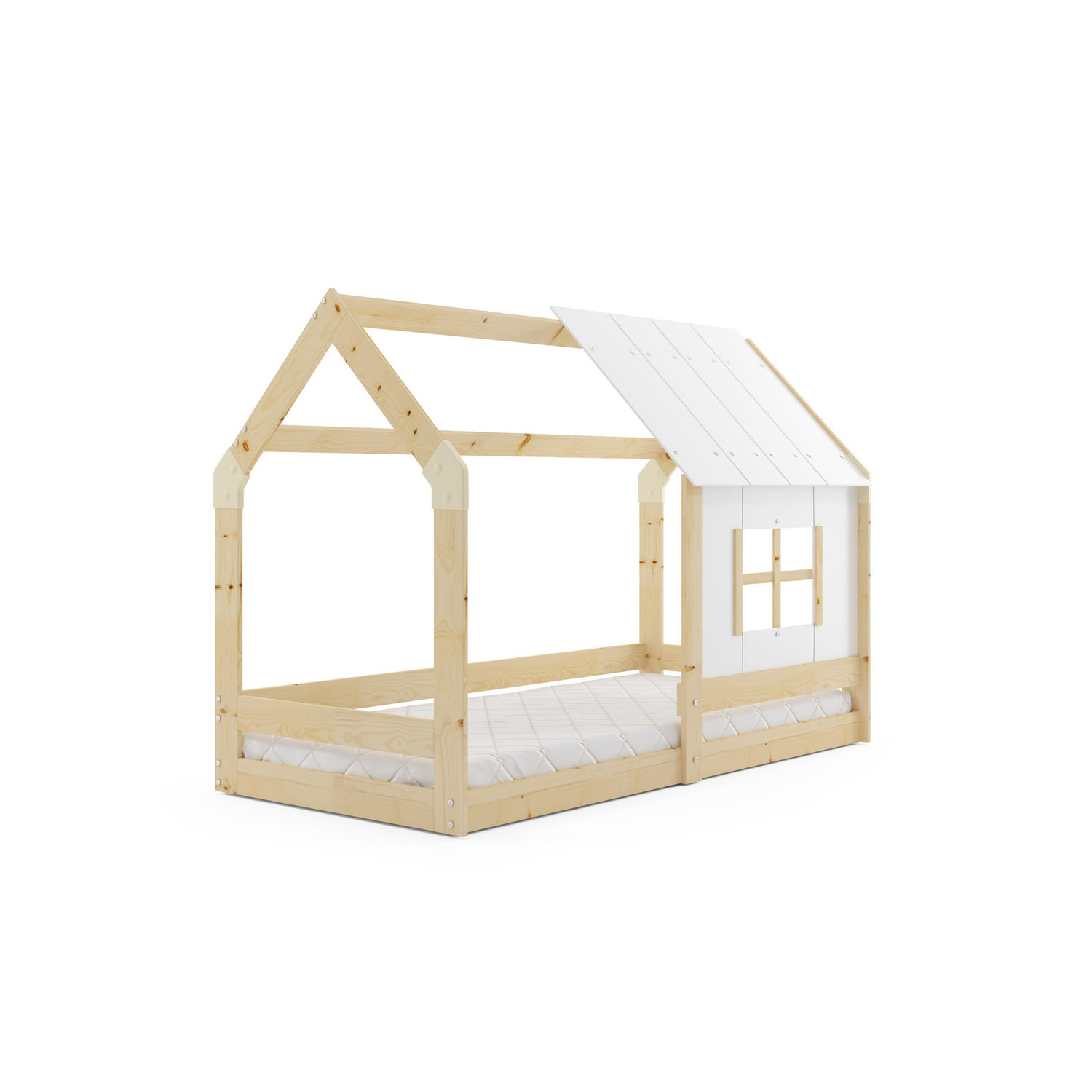 Dětská postel DOMEK s oknem 80x160 cm Borovice BMS