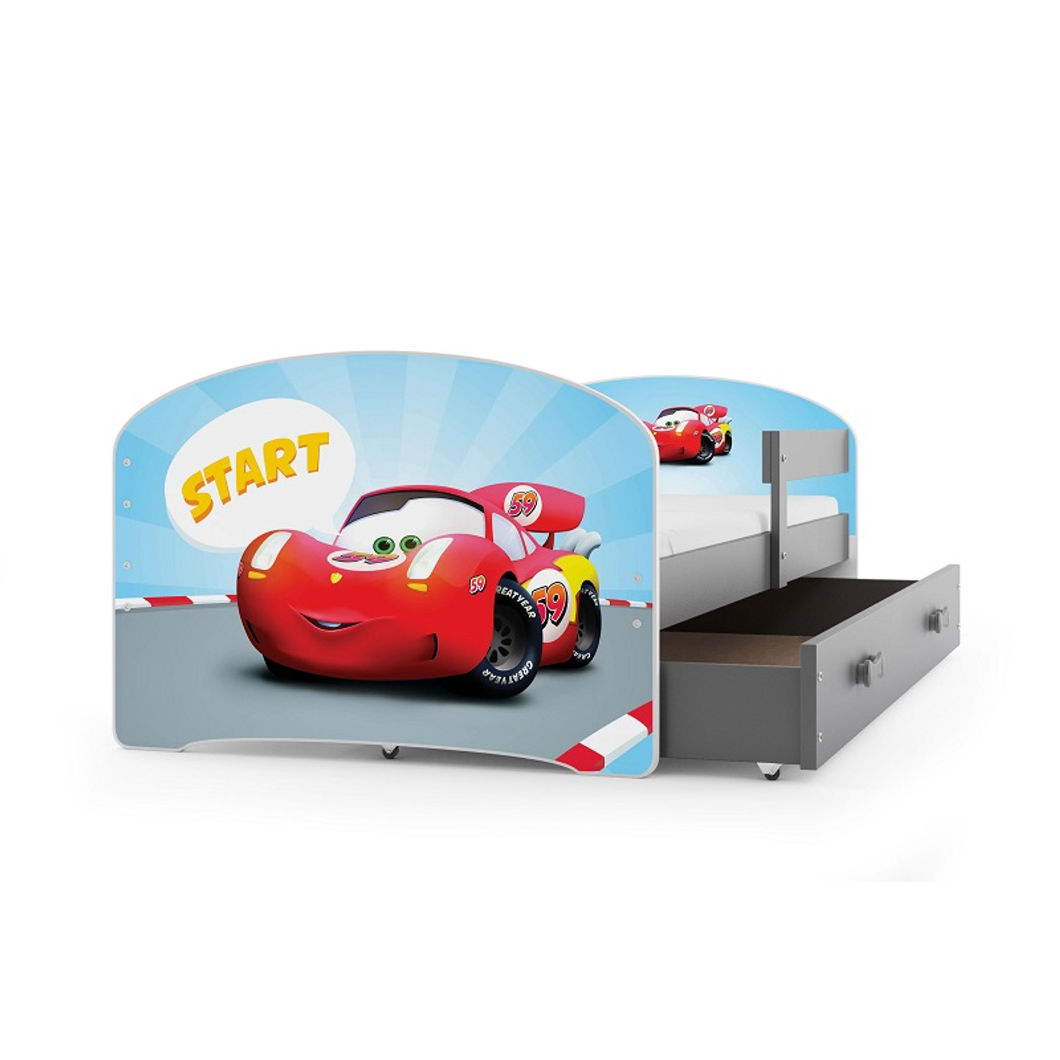 Dětská postel LUKI 160x80 cm Šedá Cars BMS